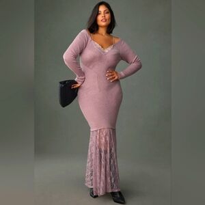 Anthropologie V-Neck Lace Twofer Sweater Dress 1X